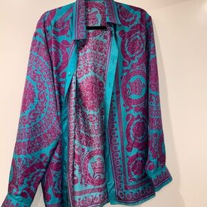 Vibrant Teal and Purple Men's Shirt
